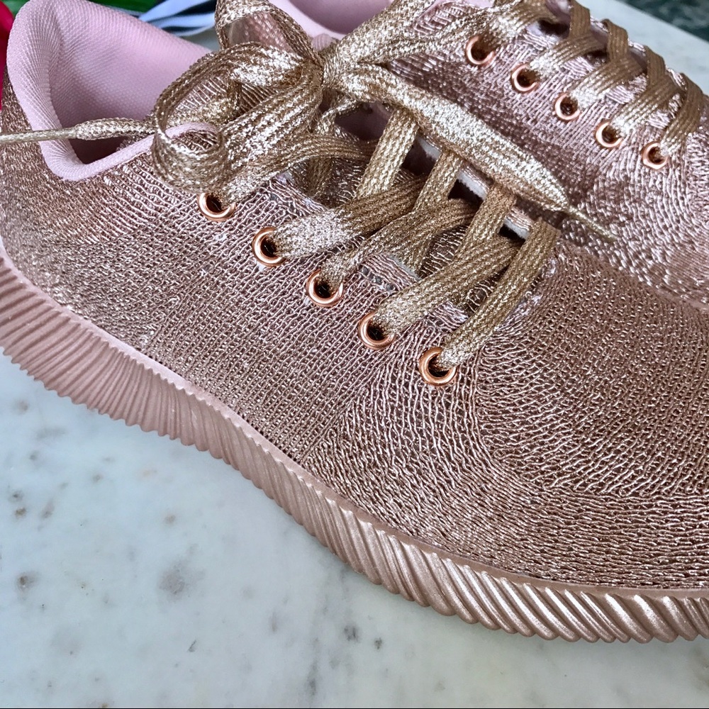 Rose Gold Textured Sneakers - Picture 4 of 5